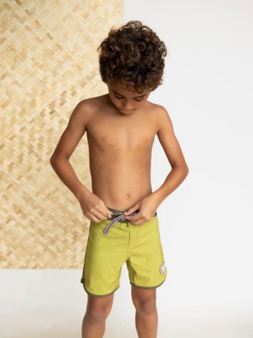 Of One Sea Toddler Lime Green Swim Trunks -